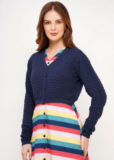 Fine-Knit Textured Cardigan