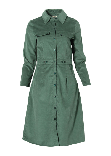 Cord Shirt Midi Dress