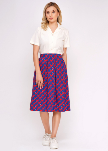 Dani flamingo print pleated skirt