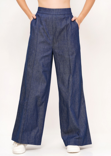 Denim wide leg pants