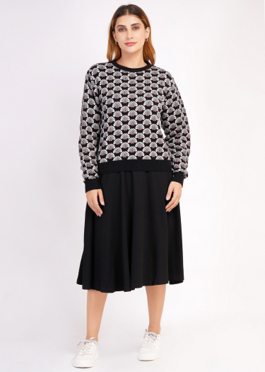 Geo Fan print knitted Jumper