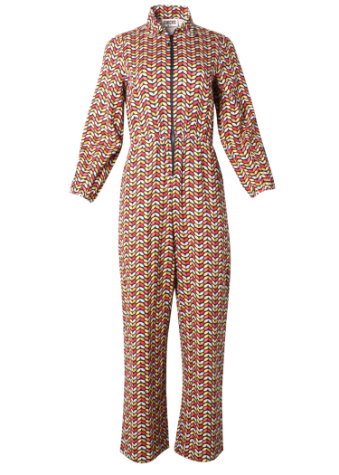 Leaf print jump suit