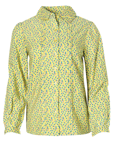 Pleated Triangle Print Blouse