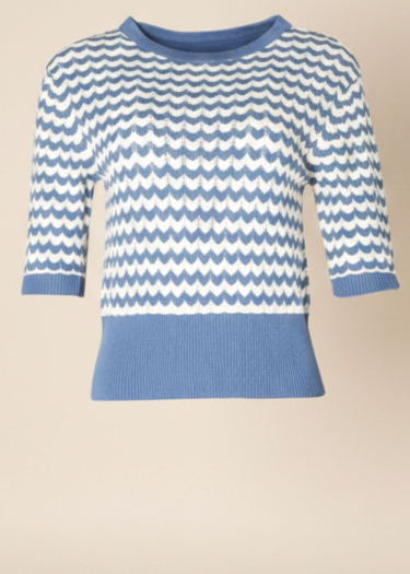Short sleeve chevron pattern knit