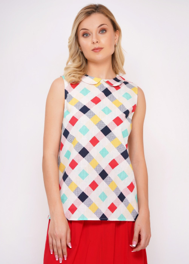 Sleeveless check print shirt