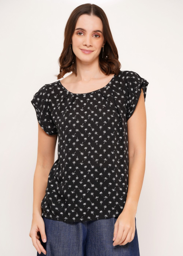 Sustainable Rayon Palm Print Blouse