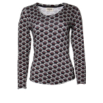 Long sleeve geo fan print top