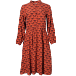 Mandarine collar crane print dress