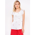 Ruffle sleeve embroidered top