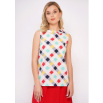 Sleeveless check print shirt